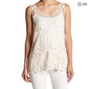 Olivia Sky Ivory Floral Crochet Tank Top